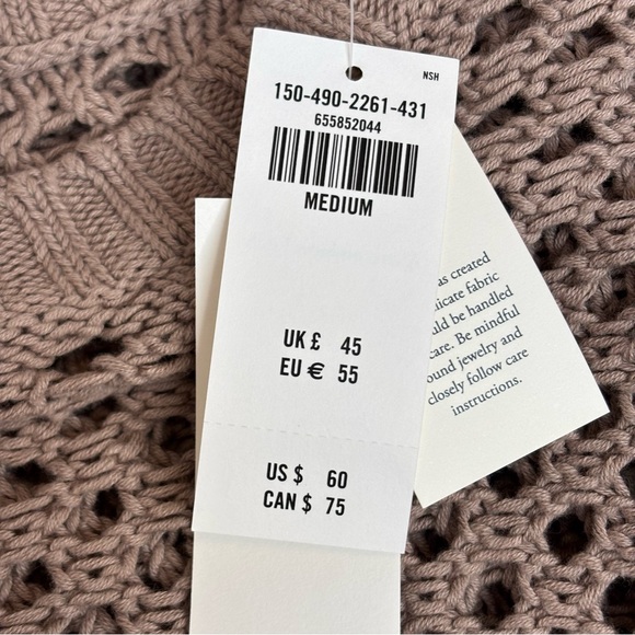Abercrombie & Fitch Crochet Crew Sweater Size M Open Knit Cotton Cropped NEW - Picture 9 of 12